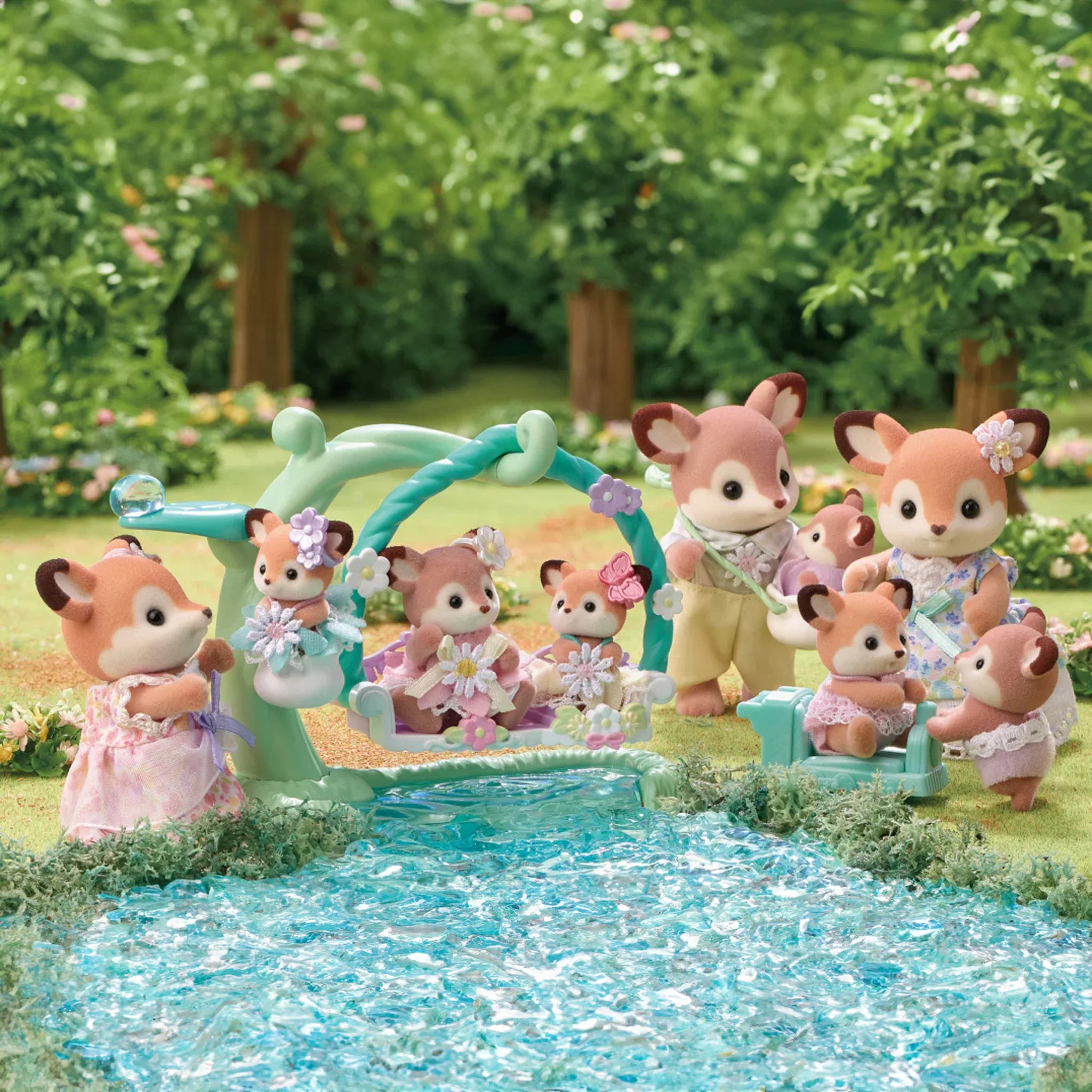 Sylvanian Families Deer Babies - Floral Swing Set