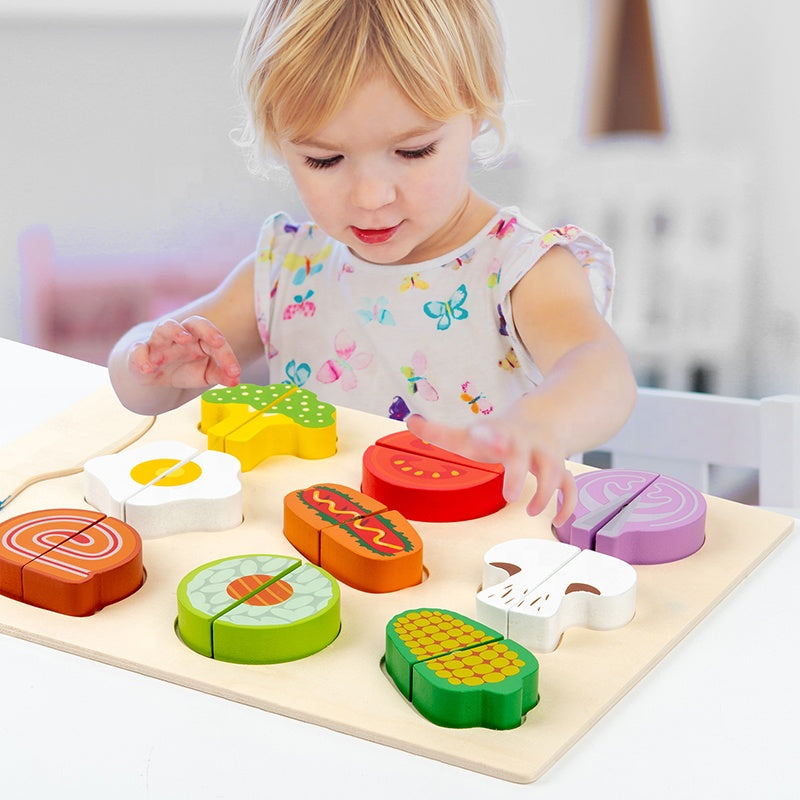 Educational Wooden Vegetables and Fruits Cutting Pretend Play Toys