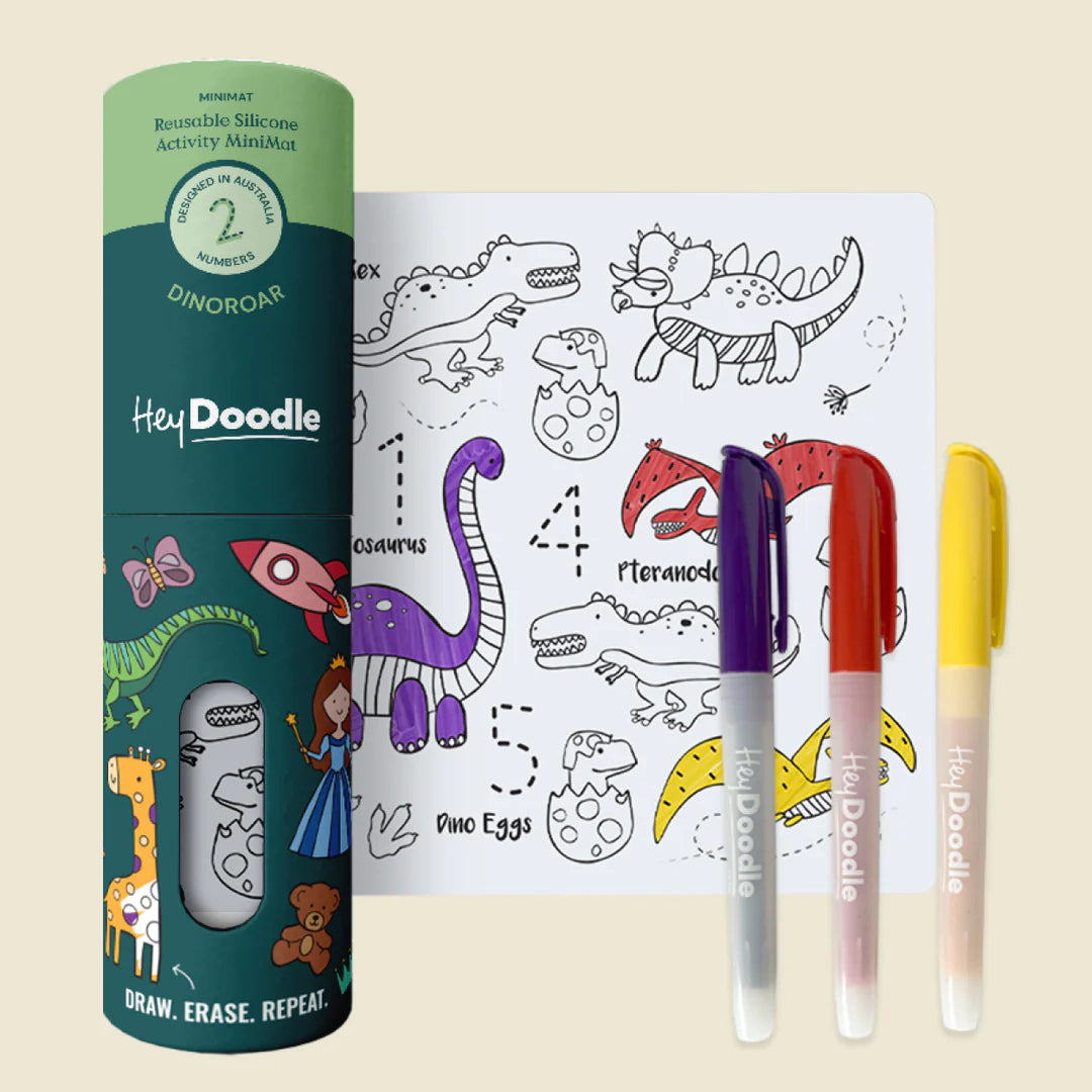 HeyDoodle-Dino Roar Mini Colouring & Doodle Mat