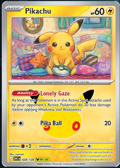 Pokemon Single Pikachu 30th Celebration None 028/128