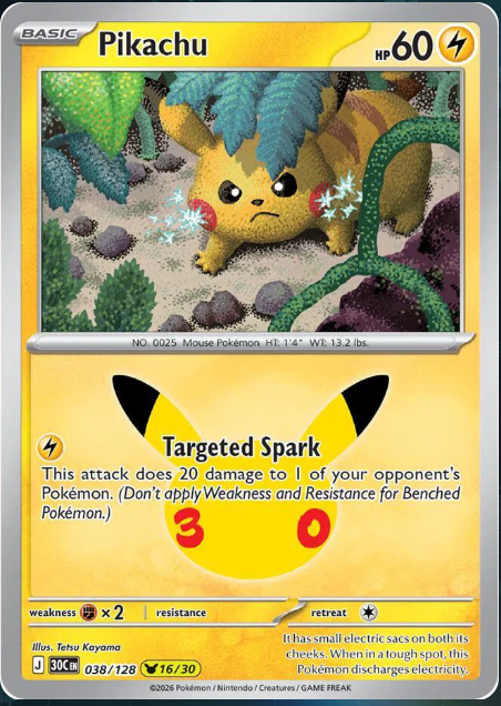 Pokemon Single Pikachu 30th Celebration None 038/128