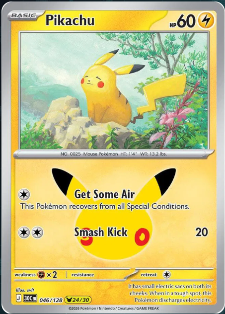 Pokemon Single Pikachu 30th Celebration Pikachu Rare 046/128