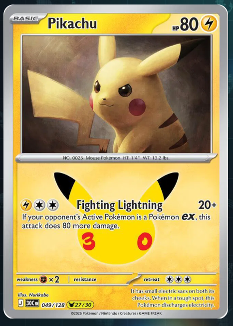 Pokemon Single Pikachu 30th Celebration None 049/128