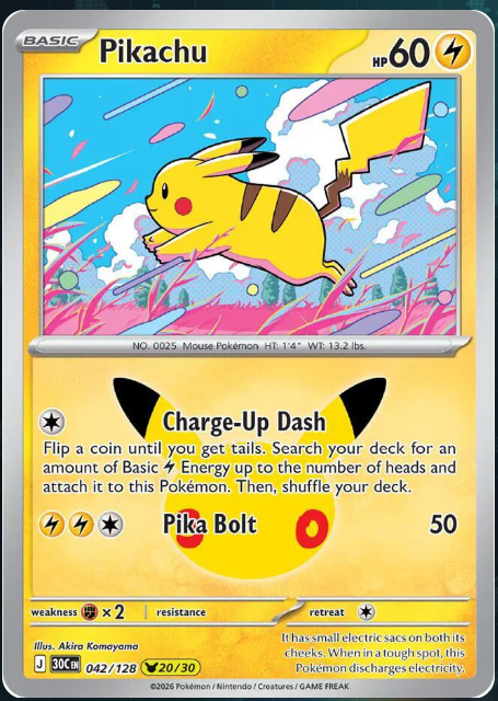 Pokemon Single Pikachu 30th Celebration None 042/128