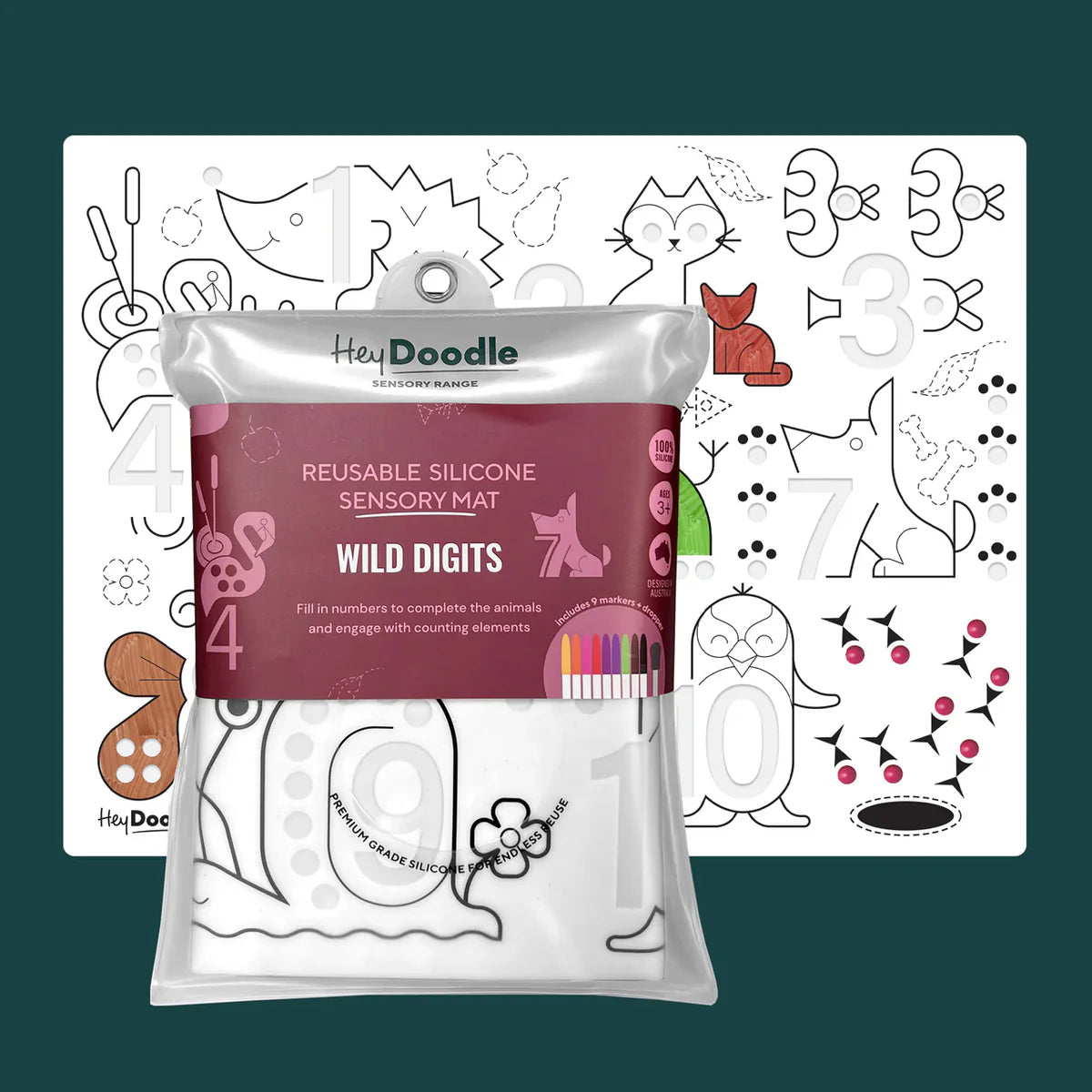 HeyDoodle - Sensory Playmat - Wild Digits