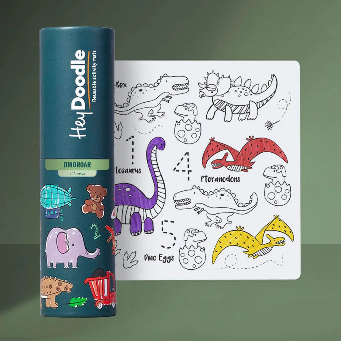 HeyDoodle-Dino Roar Mini Colouring & Doodle Mat