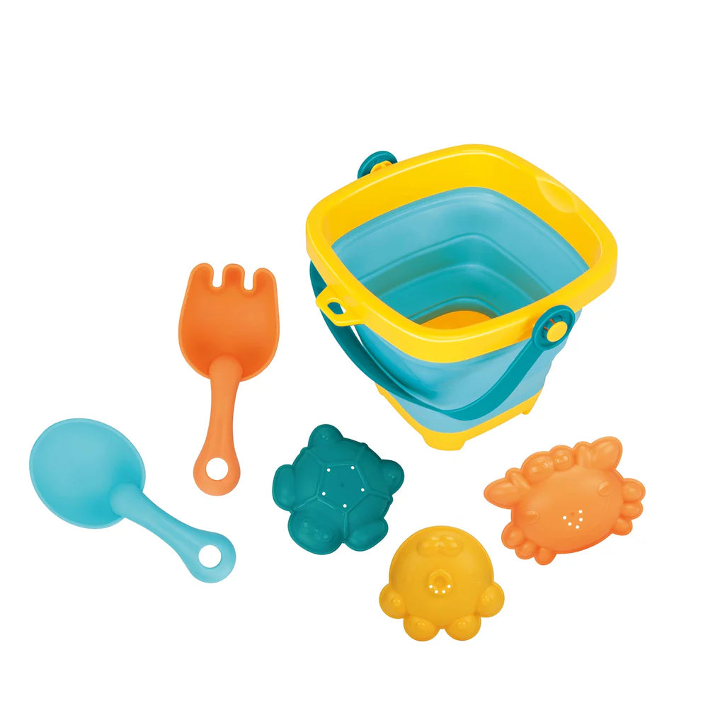 5-Piece Bath Beach Toy Set With Folding Bucket