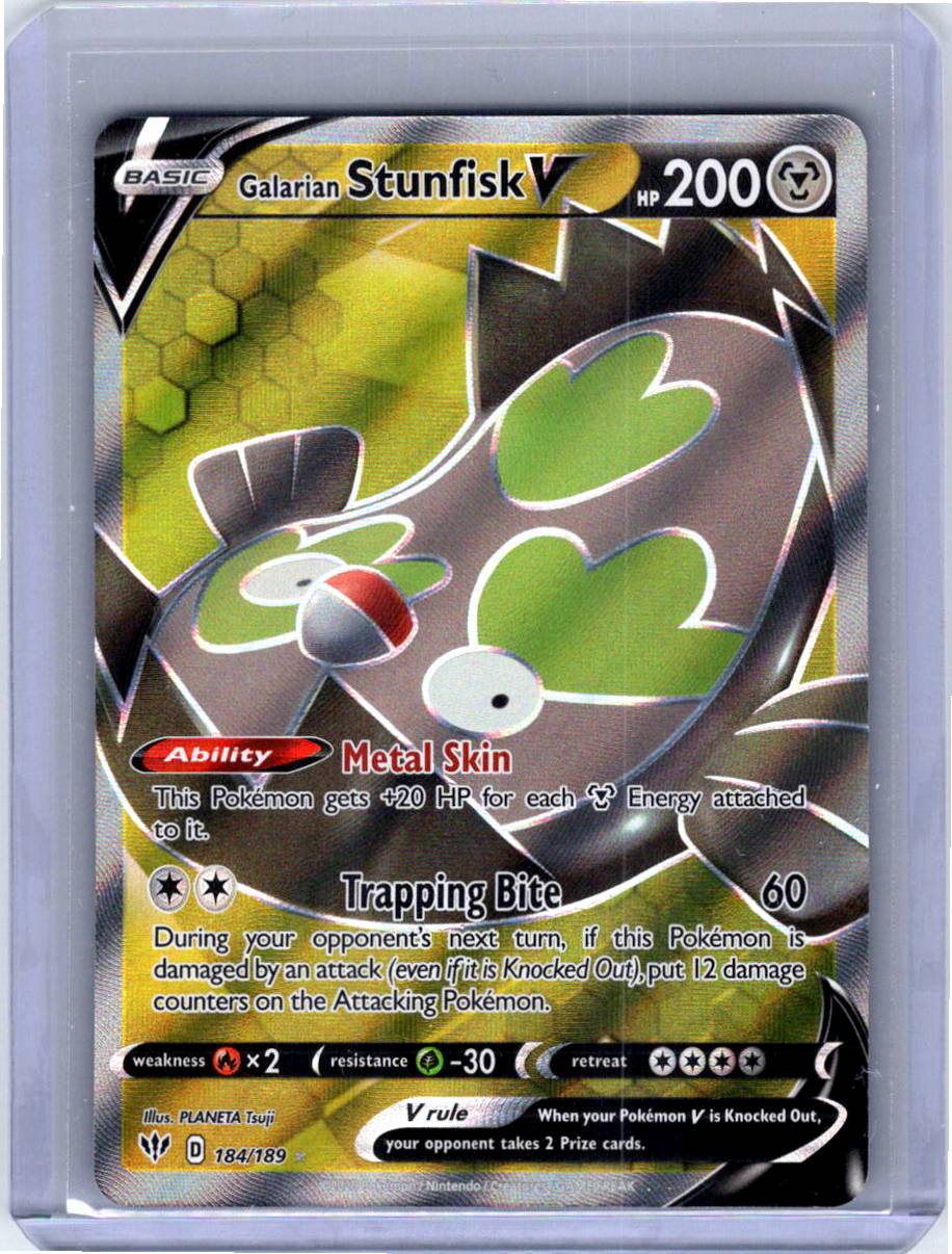 Pokemon Single Galarian Stunfisk V (Full Art) Darkness Ablaze Ultra Rare 184/189