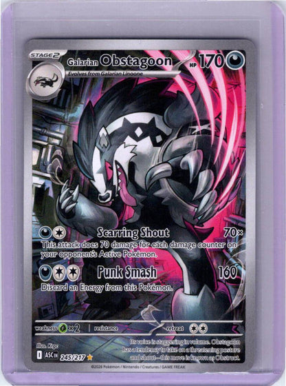Pokemon Single Galarian Obstagoon Ascended Heroes Illustration Rare 245/217