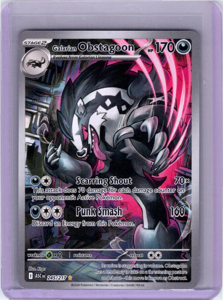 Pokemon Single Galarian Obstagoon Ascended Heroes Illustration Rare 245/217