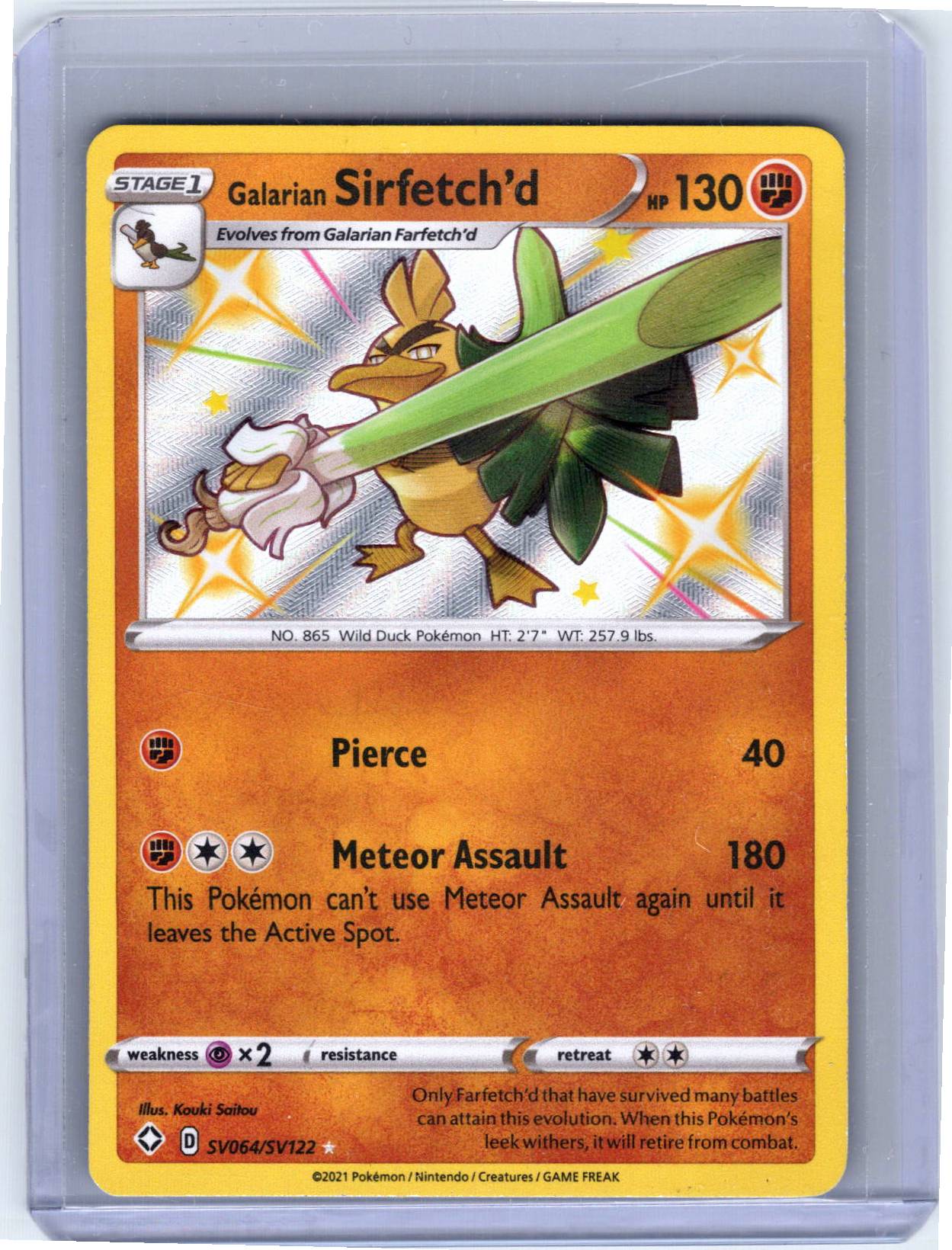 Pokemon Single Galarian Sirfetch'd Shining Fates: Shiny Vault Shiny Holo Rare SV064/SV122 (1)