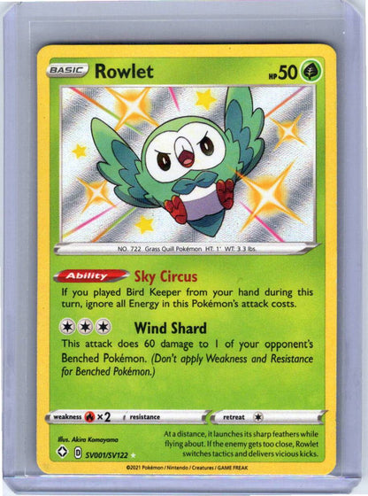 Pokemon Single Rowlet Shining Fates: Shiny Vault Shiny Holo Rare SV001/SV122 (1)