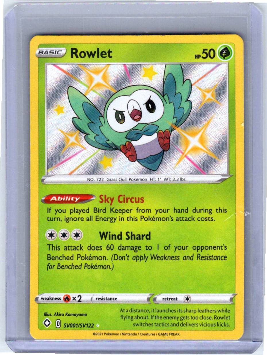 Pokemon Single Rowlet Shining Fates: Shiny Vault Shiny Holo Rare SV001/SV122 (2)