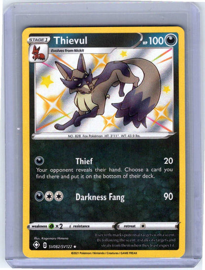 Pokemon Single Thievul Shining Fates: Shiny Vault Shiny Holo Rare SV082/SV122