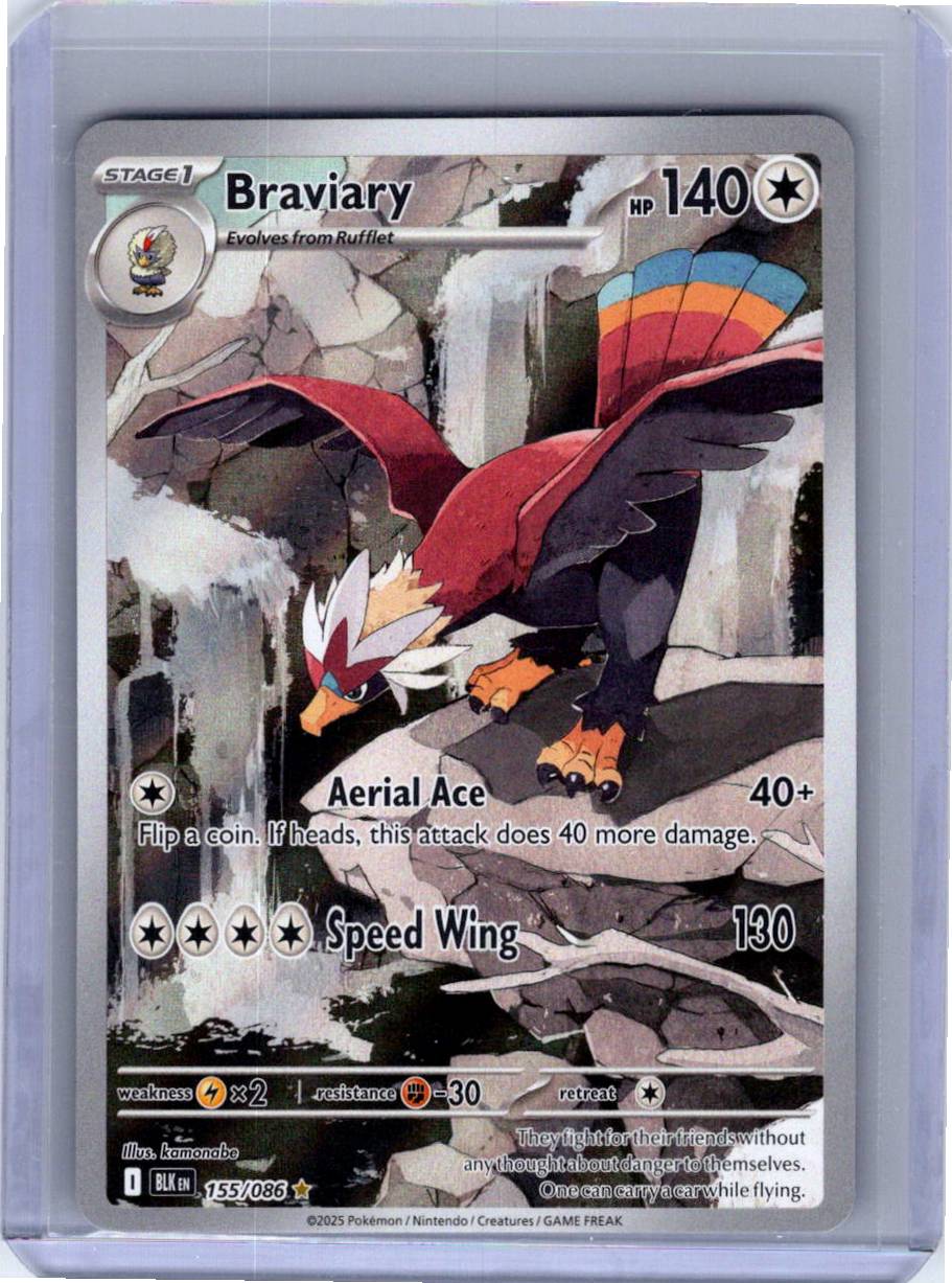 Pokemon Single Braviary Black Bolt Illustration Rare 155/086