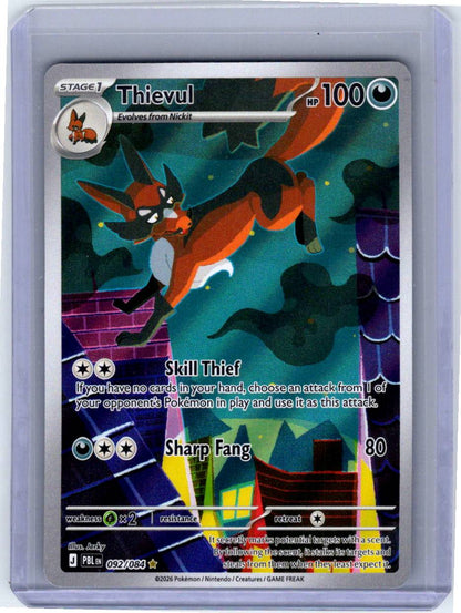 Pokemon Single Thievul Pitch Black Illustration Rare 092/084