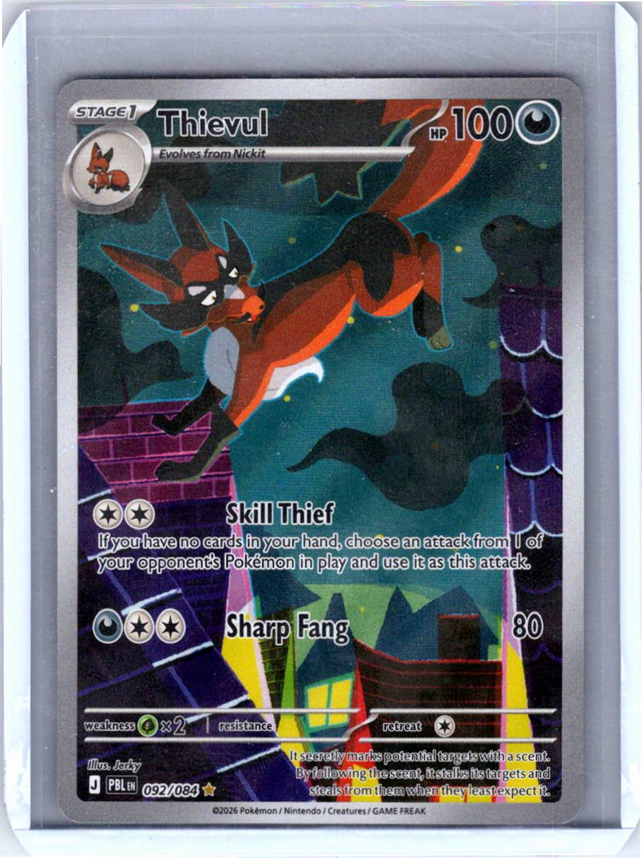 Pokemon Single Thievul Pitch Black Illustration Rare 092/084