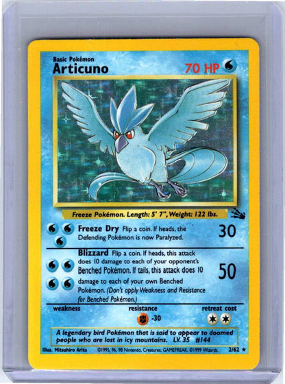 Pokemon Single Articuno Fossil Holo Rare 2 Unlimited Holofoil 2/62