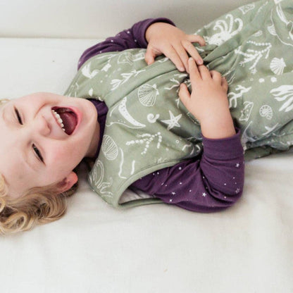 Woolbabe Duvet Sleeping Suit - Limited Edition - Flax Seascape Size 1 year
