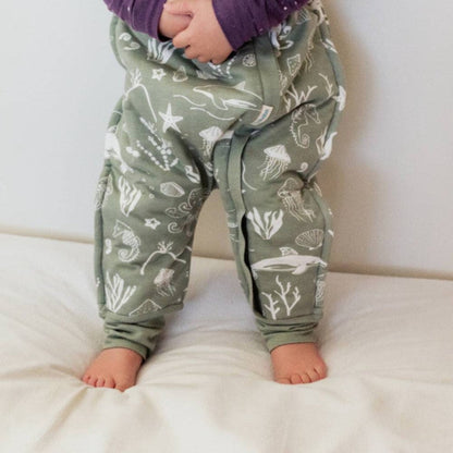 Woolbabe Duvet Sleeping Suit - Limited Edition - Flax Seascape Size 1 year