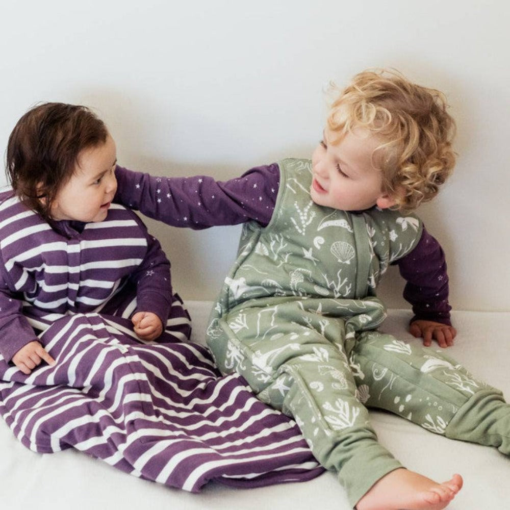 Woolbabe Duvet Sleeping Suit - Limited Edition - Flax Seascape Size 1 year