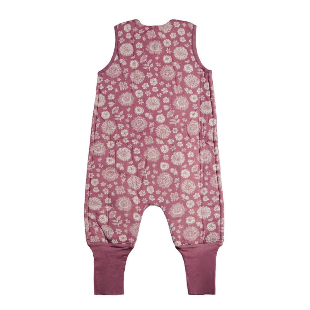 Woolbabe Duvet Merino/Organic Cotton Sleeping Suit - Orchid Wildflower Size 1-4 years