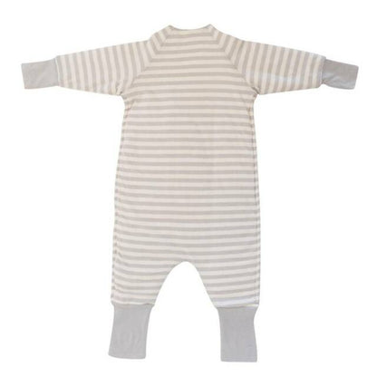 Woolbabe Merino/Organic Cotton Duvet Sleeping Suit with Sleeves - Pebble 6 months-5 years
