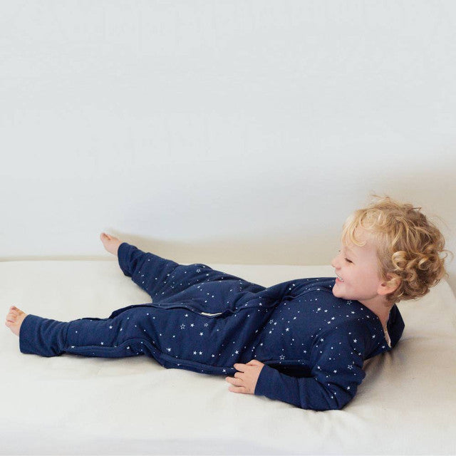 Woolbabe Merino/Organic Cotton Duvet Sleeping Suit with Sleeves - Tekapo Stars 6 months-5 years