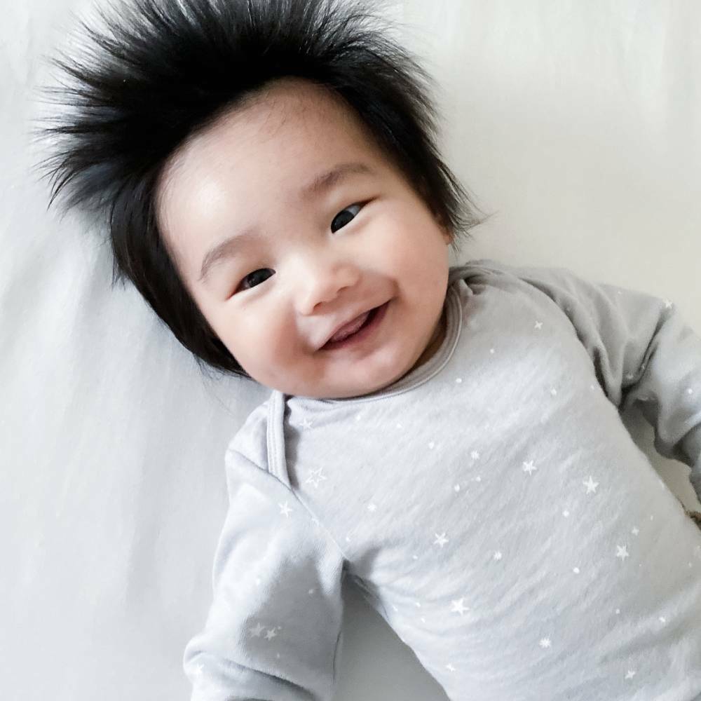 Woolbabe Merino/Organic Cotton Long Sleeve Bodysuit - Pebble Stars Size 0-2yrs
