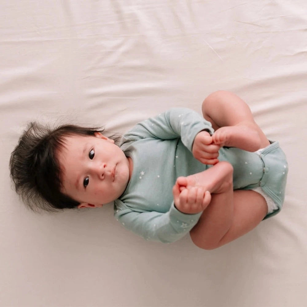 Woolbabe Merino/Organic Cotton Long Sleeve Bodysuit - Tide Stars
