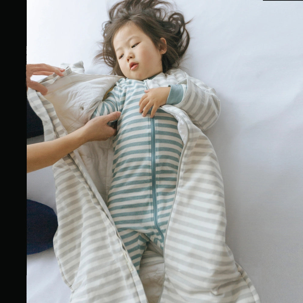 Woolbabe Duvet Front Zip Sleeping Bag with Sleeves - Pebble 6-24 months