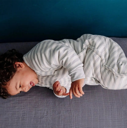 Woolbabe Merino/Organic Cotton Duvet Sleeping Suit with Sleeves - Pebble 6 months-5 years