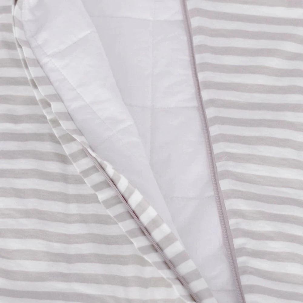 Woolbabe Merino/Organic Cotton Duvet Sleeping Suit with Sleeves - Pebble 6 months-5 years