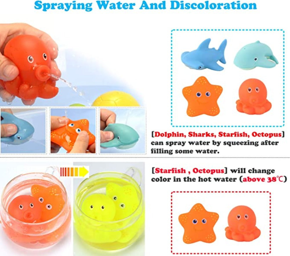 Fishing Floating Animals Squirts Bath Toys Games Playing Set