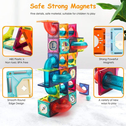 Giromag 186 Pcs Magnetic Tiles Building Blocks Marble Run | Toytime NZ