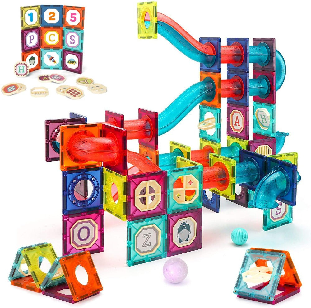 Giromag 186 Pcs Magnetic Tiles Building Blocks Marble Run | Toytime NZ