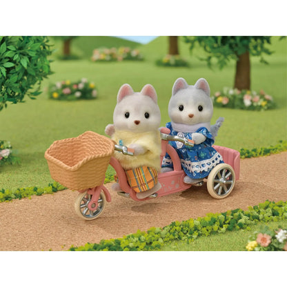 Sylvanian Families Tandem Cycling Set-Husky Sister & Brother