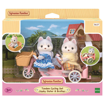 Sylvanian Families Tandem Cycling Set-Husky Sister & Brother